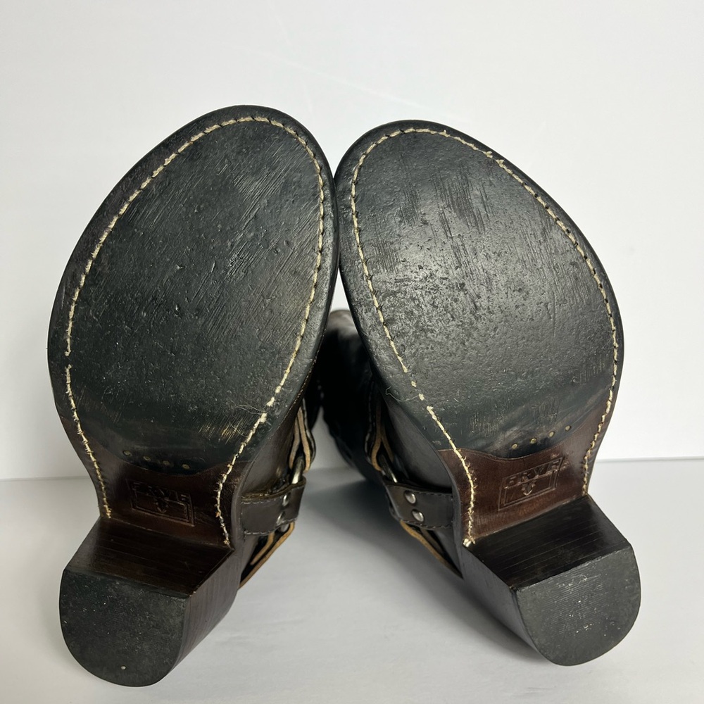 Frye Dark Brown Leather Harness Mid-Calf Boots - Picture 9 of 12